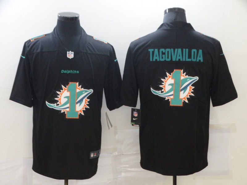 Men's Miami Dolphins Tua Tagovailoa #1 Black Authentic Jersey